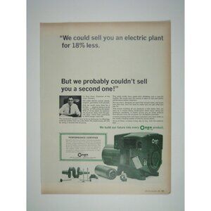 Vintage Onan Electric Plant Ad 1966 1960s Vintage ADVERT Print Ad